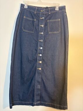 Timberland Indigo Button-Front Denim Midi Skirt